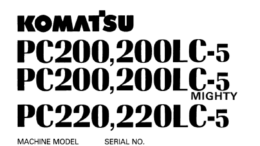 Komatsu Pc200-5 Pc200lc-5 Mighty Excavator Repair Manual