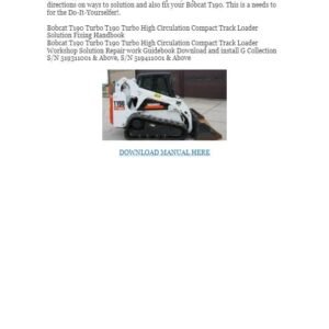 Bobcat T190 Turbo T190 Turbo Track Loader Service Repair Manual