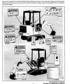 Bobcat 220 Hydraulic Excavator Service Manual