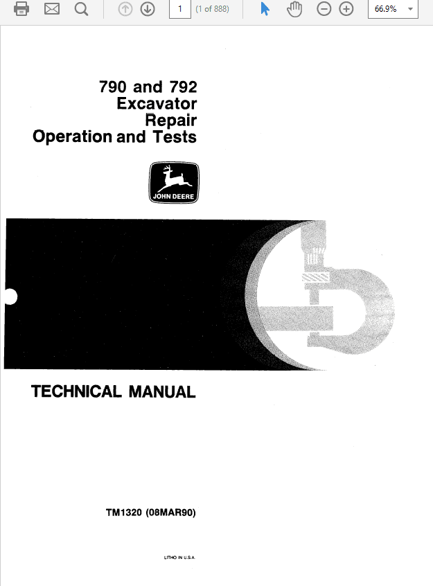 John Deere 790, 792 Excavators Repair Manual TM1320