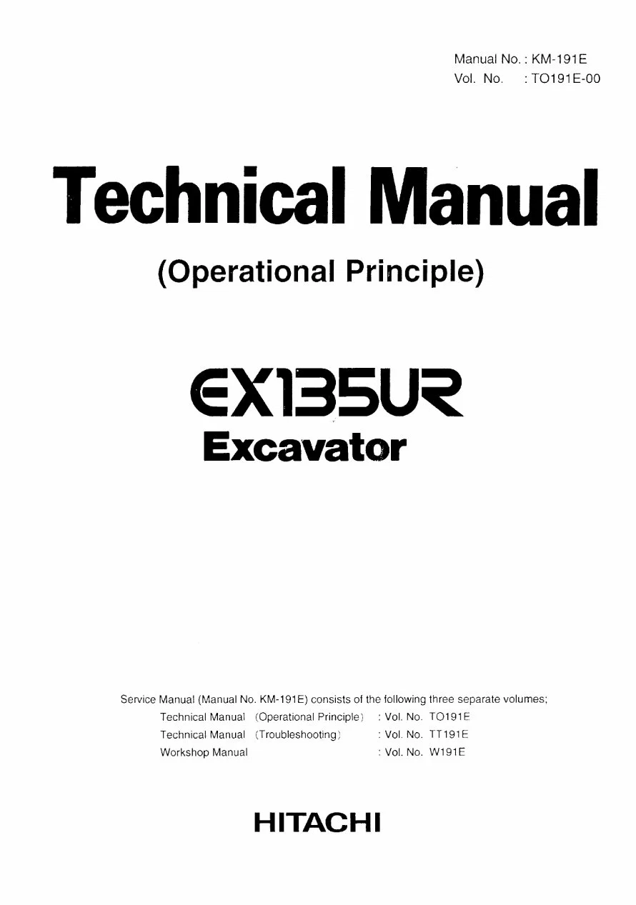 Hitachi Ex135ur Excavator Owners Operators Manual