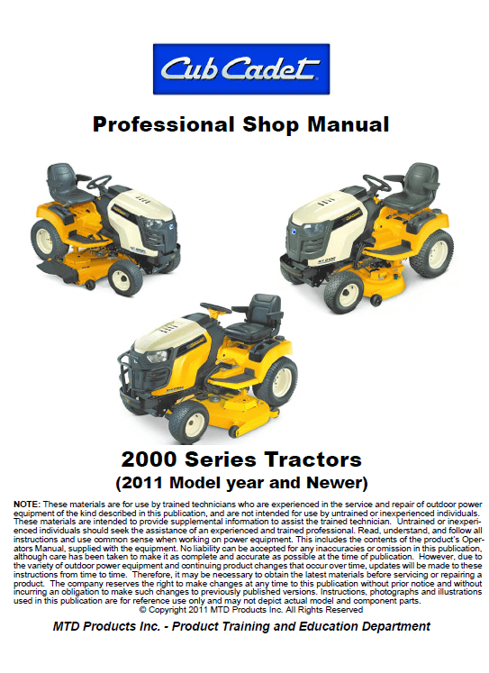 CUB CADET 2000 SERIES SERVICE REPAIR MANUAL