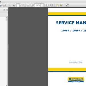 New Holland 270FP 280FP 290FP Forage Headers Service Manual