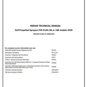 John Deere 4930 Self-propelled Sprayer Service Repair Manual
