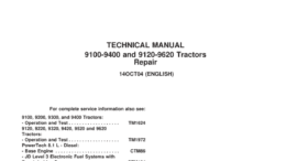 John Deere 9100 9200 9300 9400 4WD Tractors Diagnosis Tests Service Manual