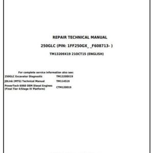 John Deere 250G LC Excavator Service Repair Manual