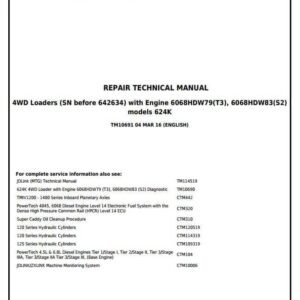 John Deere 624K Loader Technical Service Repair Manual