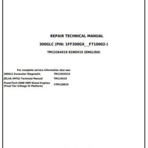 John Deere 300G LC Excavator Technical Service Repair Manual