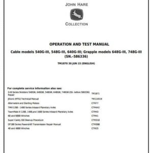 John Deere 540G-3 548G-3 640G-3 Diagnostic Service Manual TM1870