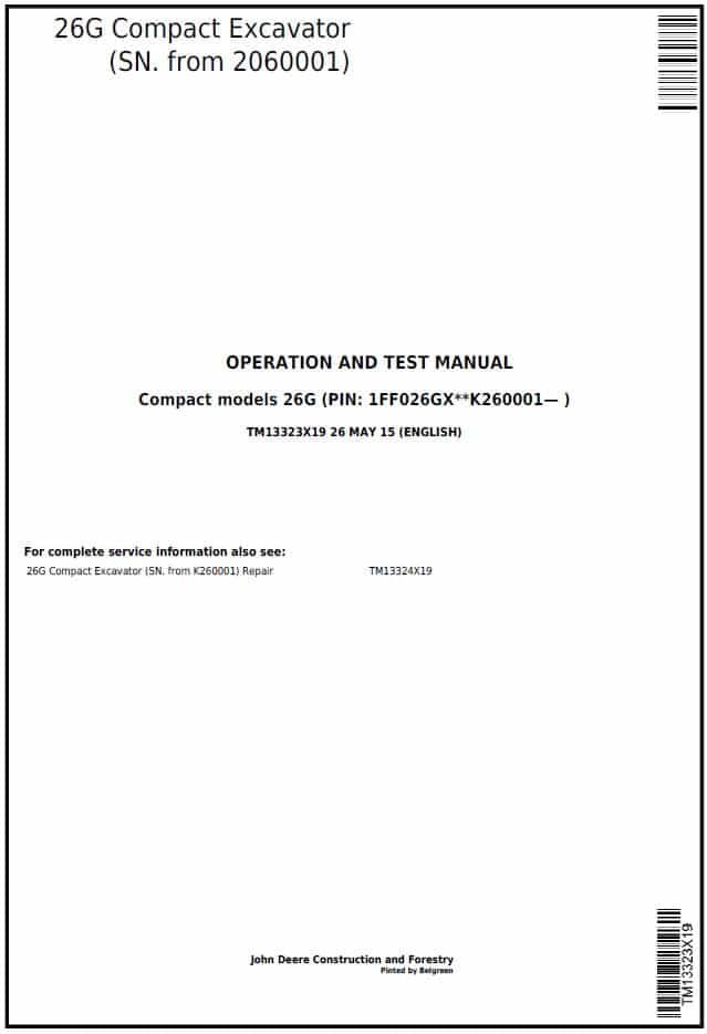 John Deere 26G Operation Manual