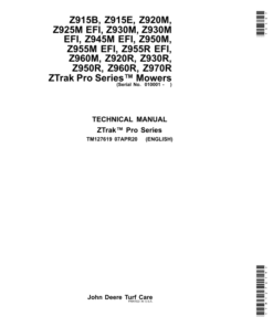 John Deere Z915B, Z915E, Z920M, Z925M EFI Mower Repair Manual