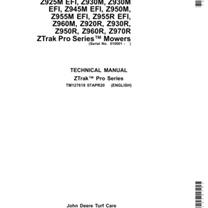 John Deere Z915B, Z915E, Z920M, Z925M EFI Mower Repair Manual