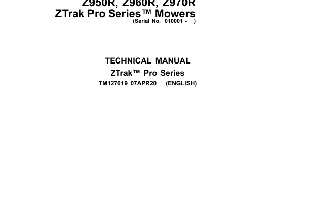 John Deere Z915B, Z915E, Z920M, Z925M EFI Mower Repair Manual