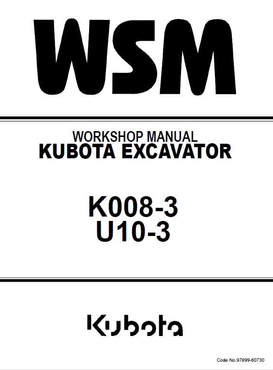 Kubota K008-3 Excavator Service Repair Manual