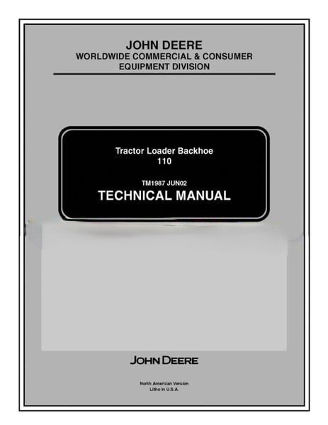 John Deere 110 Tractor Loader Backhoe Technical Manual