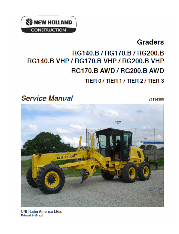 New Holland Rg200.B Motor Grader Service Repair Manual