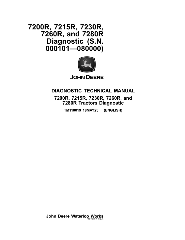John Deere 7200R, 7215R, 7230R, 7260R, 7280R Diagnostic Technical Manual