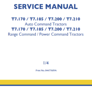 New Holland T7.170, T7.185, T7.200, T7.210 Service Repair Workshop Manual