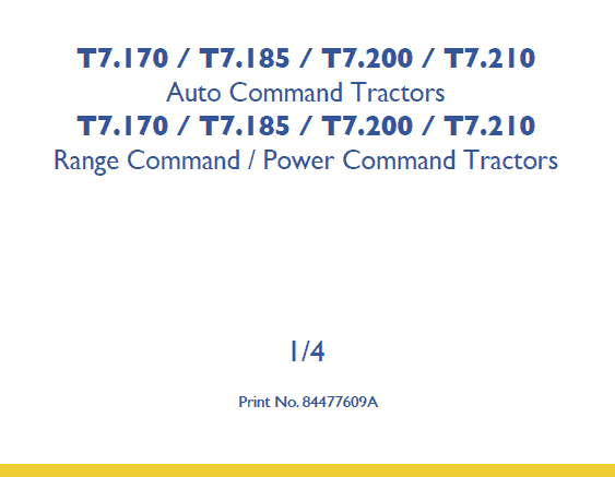 New Holland T7.170, T7.185, T7.200, T7.210 Service Repair Workshop Manual