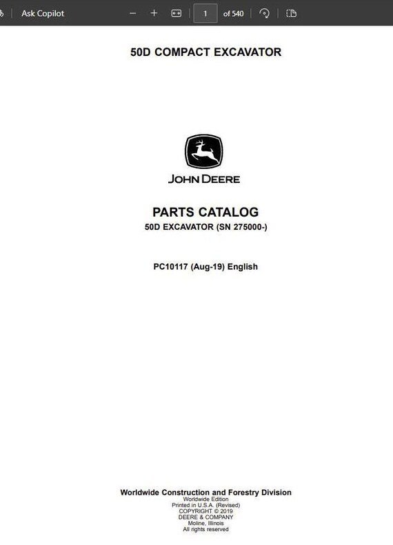 Deere 50D Service Repair Manual SN 275000