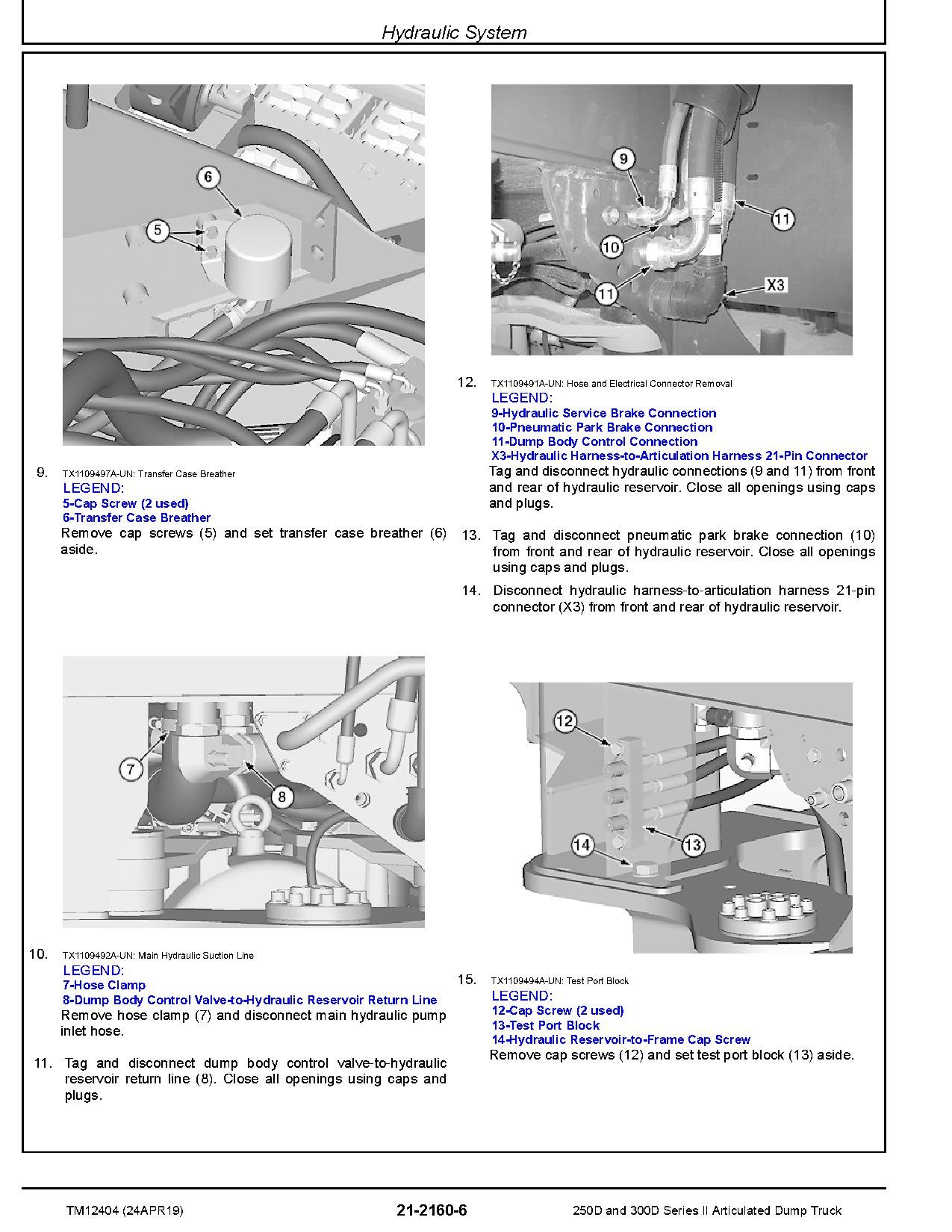 John Deere 250D, 300D Series 2 Dump Truck Technical Manual TM12404