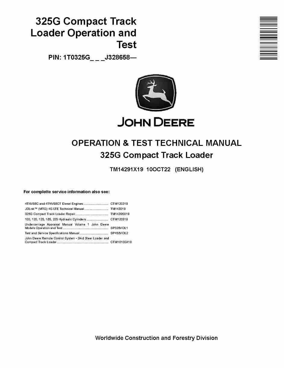 John Deere 325G Compact Track Loader Operation and Test Manual TM14291X19