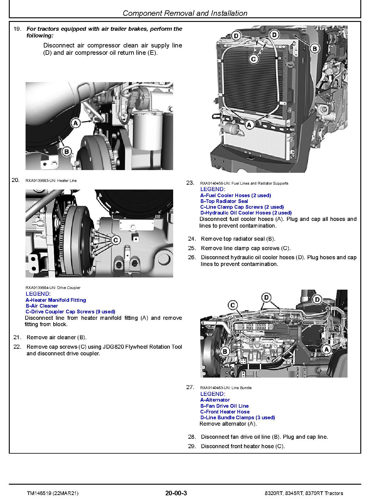 John Deere 8320RT, 8345RT, 8370RT Tractors Repair Manual TM146519