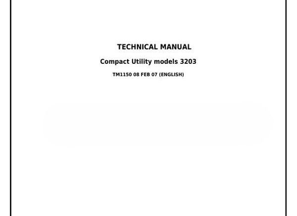 John Deere 3203 Compact Utility Tractor Diagnostic and Repair Technical Manual