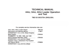 John Deere 444J, 544J and 624J Loader Operation and Test Technical Manual