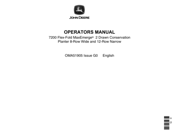 John Deere 7200 Drawn (Flex-Fold) Planter Operator's Manual