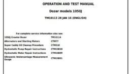John Deere 1050J Crawler Dozer Diagnostic and Test Service Manual – TM10113