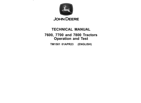 John Deere 7600 Operation Tests Manual Pdf TM1501