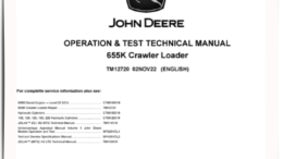 Deere track loader 655K Crawler Operation Test Manual Tm12720
