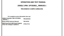 John Deere 350GLC Excavator Operation & Test Manual TM13206X19