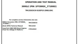 John Deere 300GLC Excavator Operation Test Manual TM13263X19