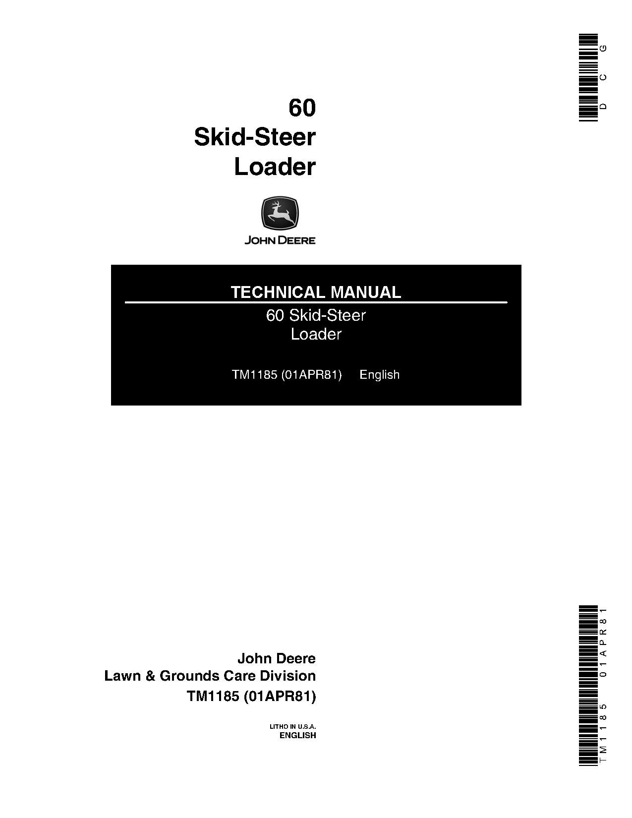 John Deere 60 Skid Steer Loaders Technical Manual TM1185